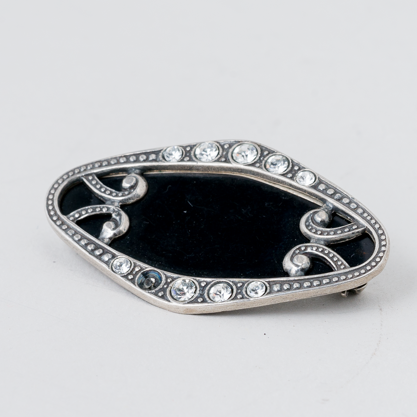 Brosche Steinbesatz 925er Silber 9,91 g 4,5 cm0