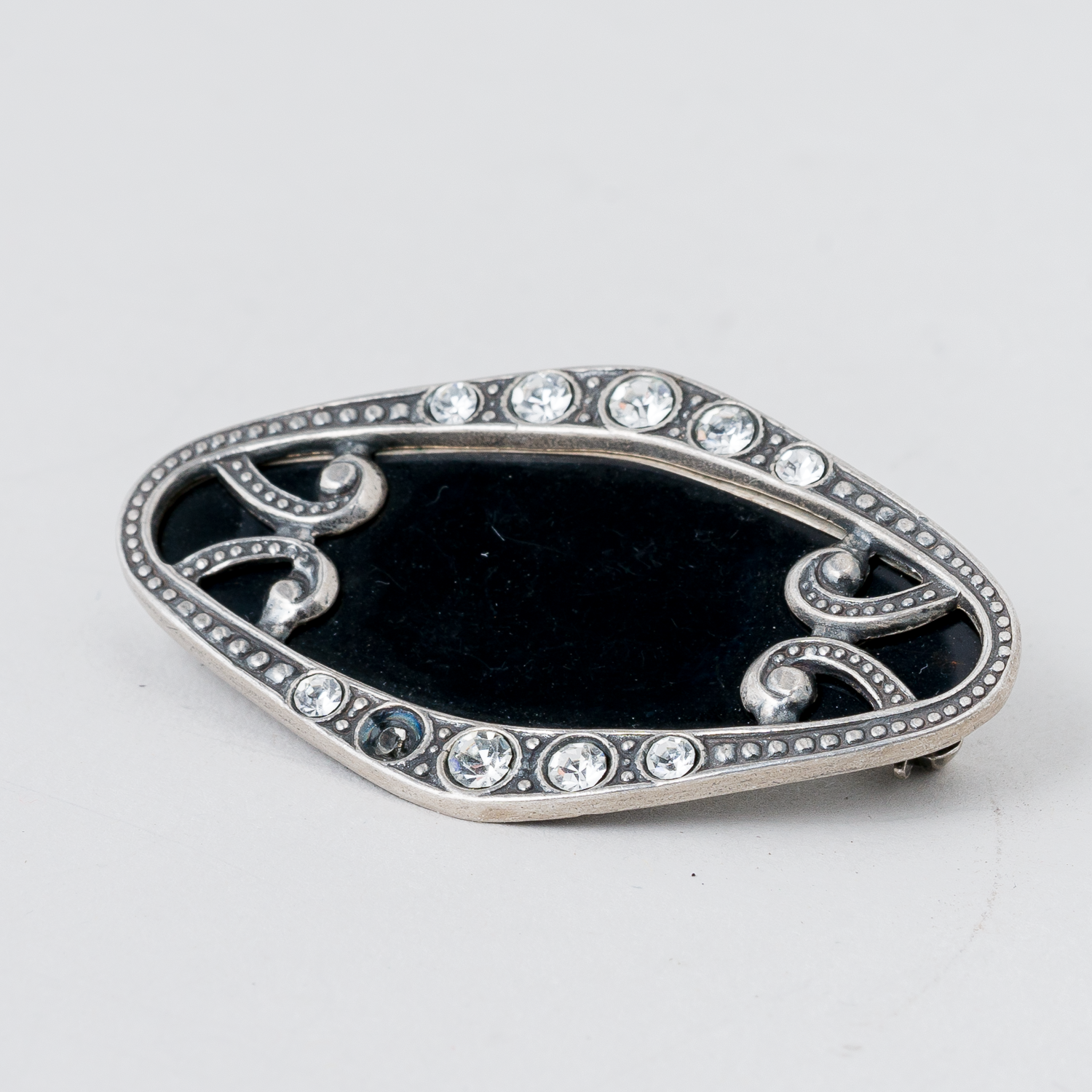 Brosche Steinbesatz 925er Silber 9,91 g 4,5 cm0