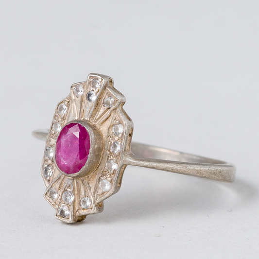 Ring Purpurner Stein 925er Silber 1,74 g Größe 52 (16,5 mm Ø)0