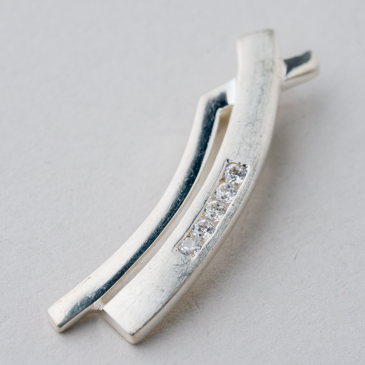 Anhänger Weiße Steine 925er Silber 1,45 g 3 cm2