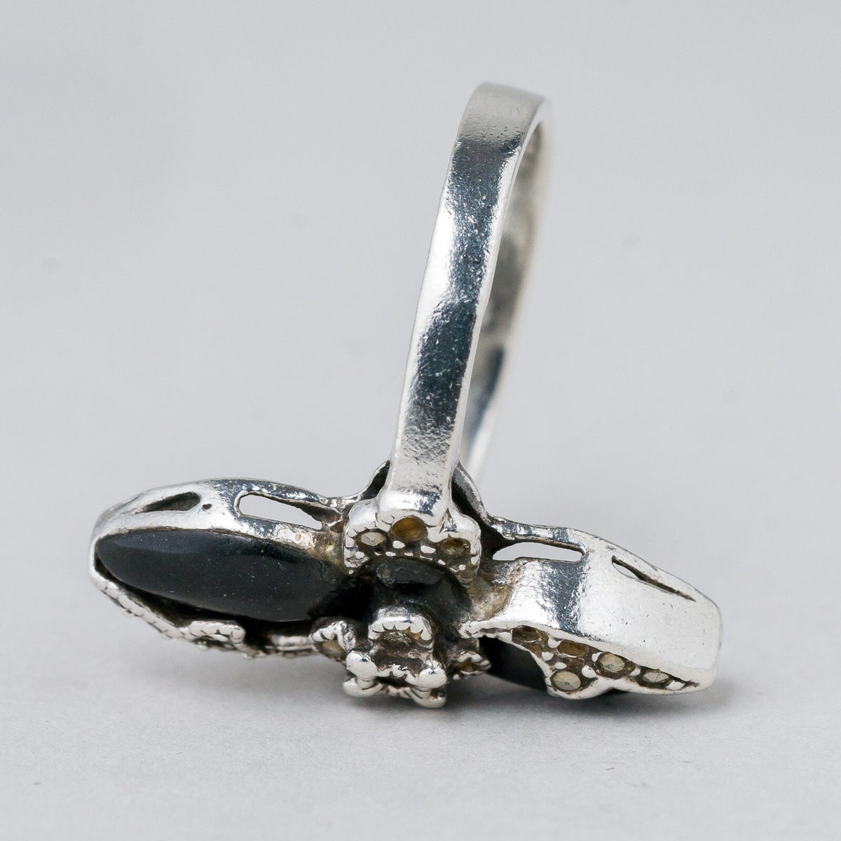 Silber Ring 925 Schwarzer Stein Größe 57 (18,1 mm Ø) 5,51 g3